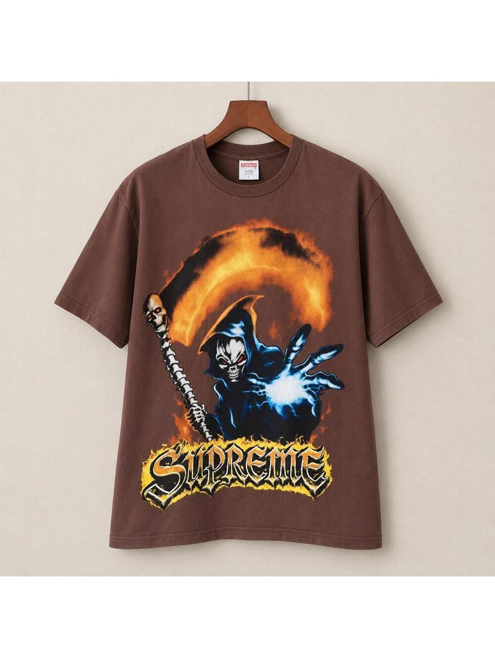 Supreme Grim Reaper Tee Brown Men's Size Large SS26 Bible Verse On Back